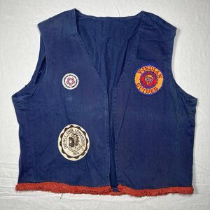 Vintage 1976 Y - Indian Guides Blue Vest With Patches Size Large